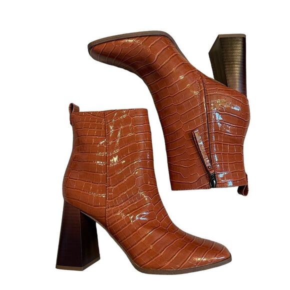 Circus by Sam Edelman Women's Pascha Croco Bootie Terra Clay chunky heel size 9 - Picture 1 of 6